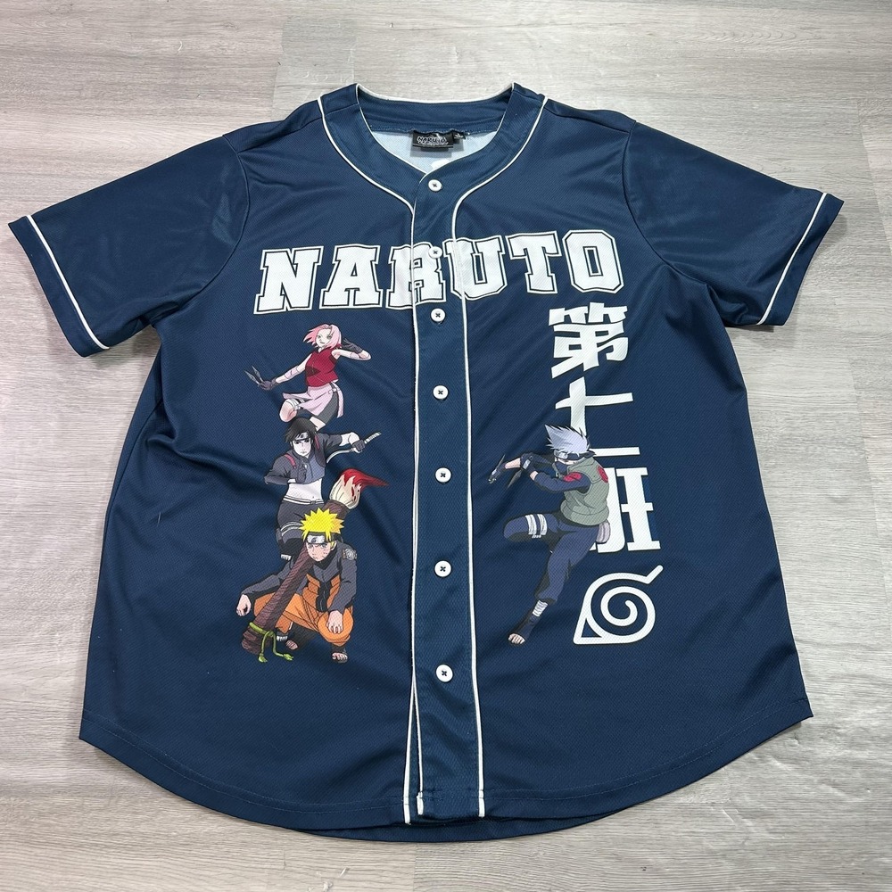 Naruto Shippuden Baseball Jersey‎ Mens Large Blue Team 7 Naruto Kakashi Anime
